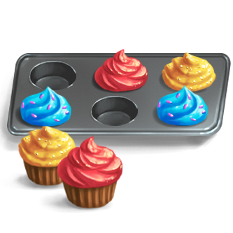 Assortment of 6 Cupcakes (Red, Yellow and Blue)