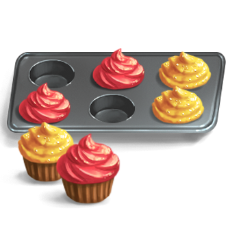 Assortment of 6 Cupcakes (Red and Yellow)