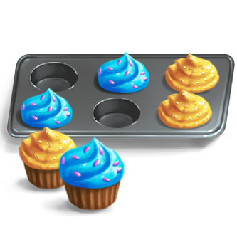 Assortment of 6 Cupcakes (Yellow and Blue)