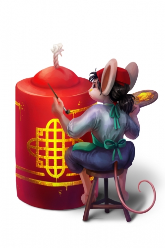 Lunar Red Candle Maker Mouse
